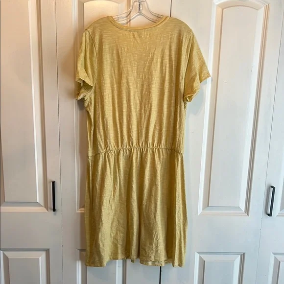 Old Navy Yellow striped Casual Sundress Crew Neck Midi - Picture 5 of 6